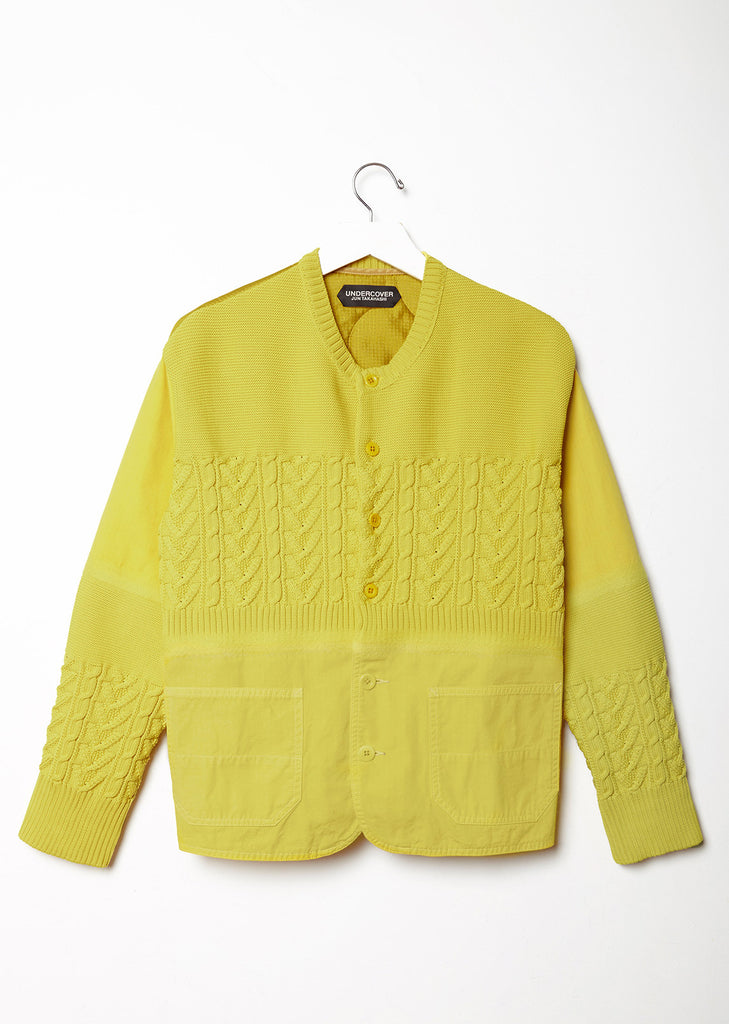 Multitextured Cable-Knit Cardigan