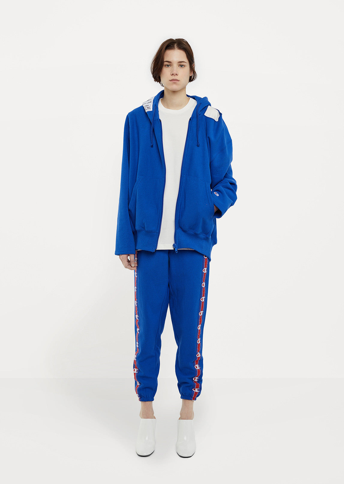 X Champion Zip Up Open Shoulder Hoodie by Vetements La Garçonne