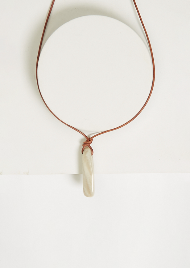 Agate Leather Cord Necklace