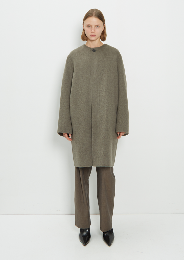 Wool Cashmere Cable Coat — Military Melange