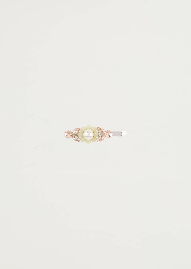 Mini Flower Hair Clip — Mint/Pearl