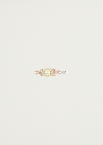 Mini Flower Hair Clip — Mint/Pearl