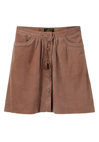 Suede Button Front Skirt