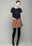 Suede Button Front Skirt