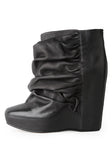Ruched-Wedge Boot