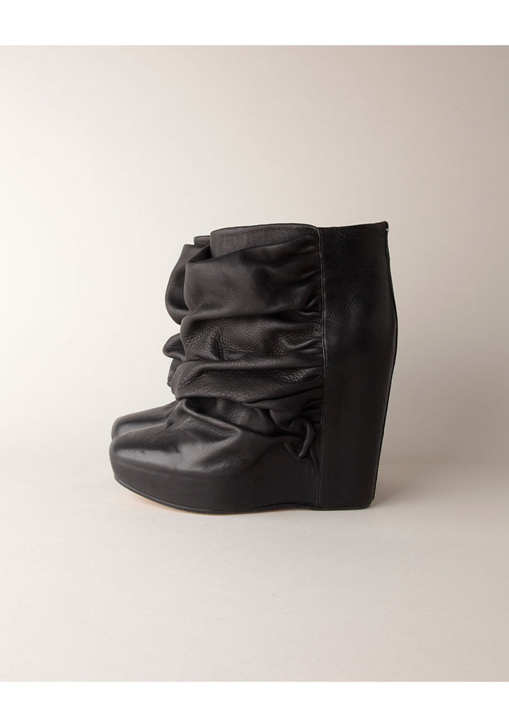 Ruched-Wedge Boot