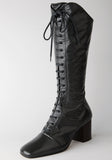 Lace-Up Mid Calf Boot