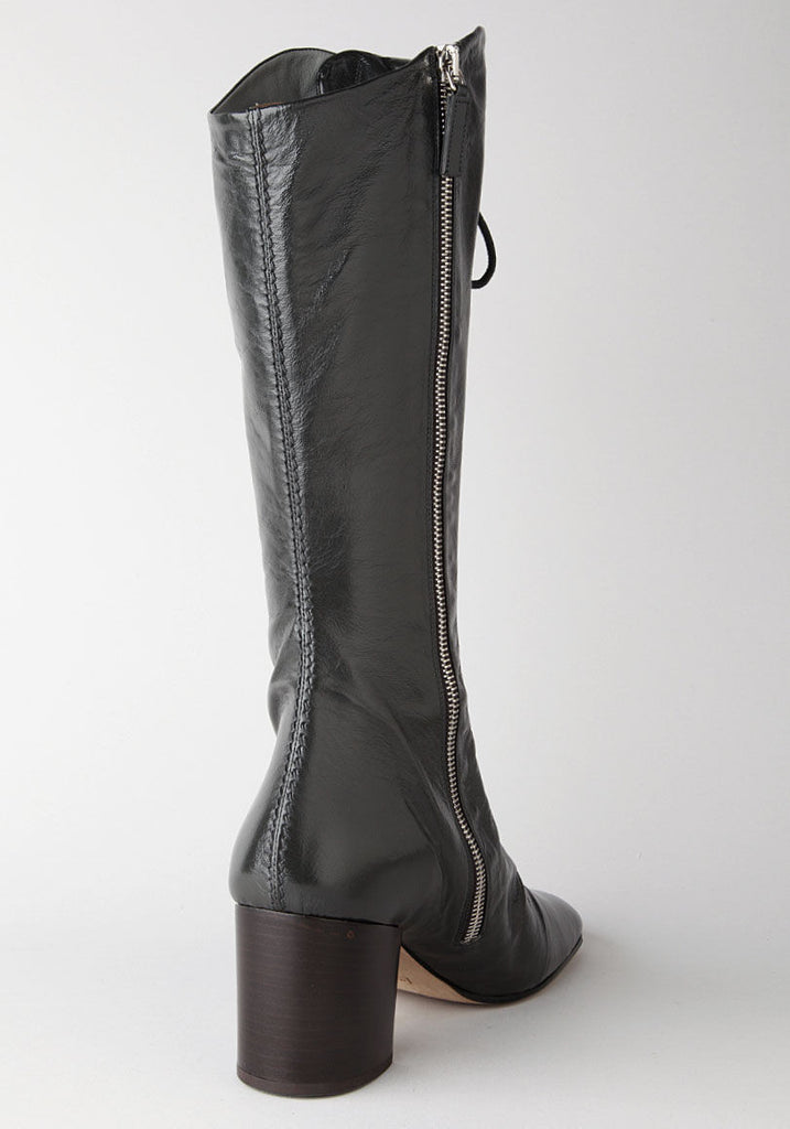 Lace-Up Mid Calf Boot