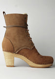 Lace-Up High Heel Boot with Shearling