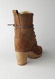 Lace-Up High Heel Boot with Shearling