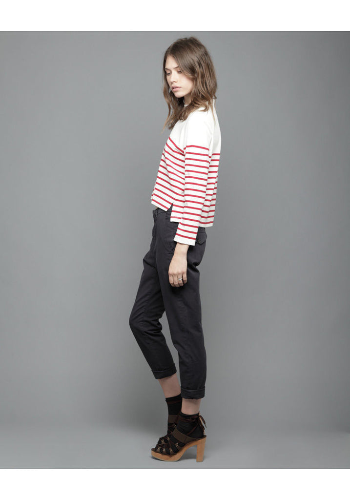 Cropped Red Stripe Top