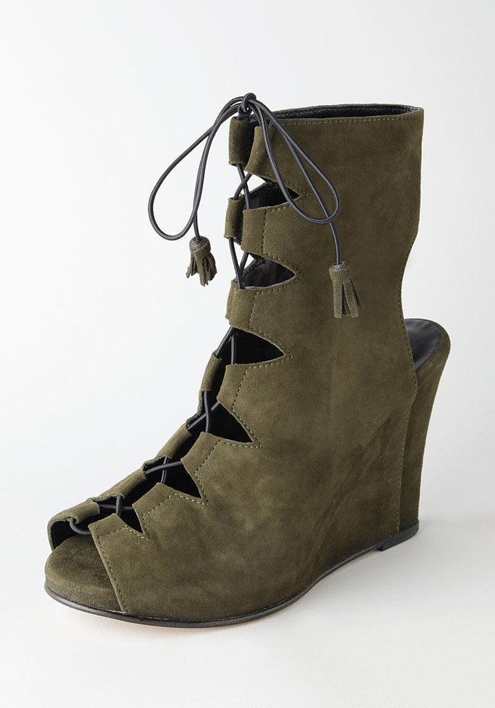 Lace-Up Open Toe Wedge