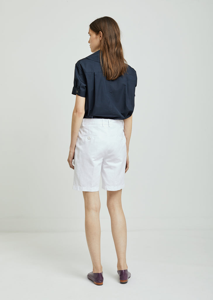 Pleated Cotton Shorts