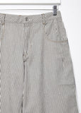Frayed Striped Cotton Pants