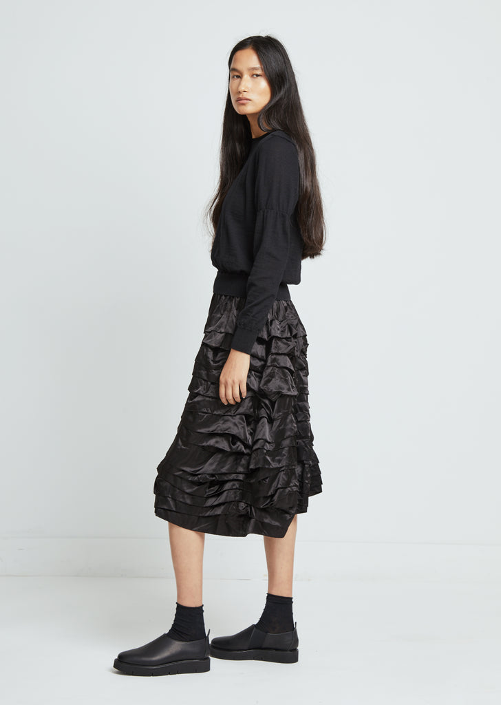 Garment Washed Layered Ruffle Pants