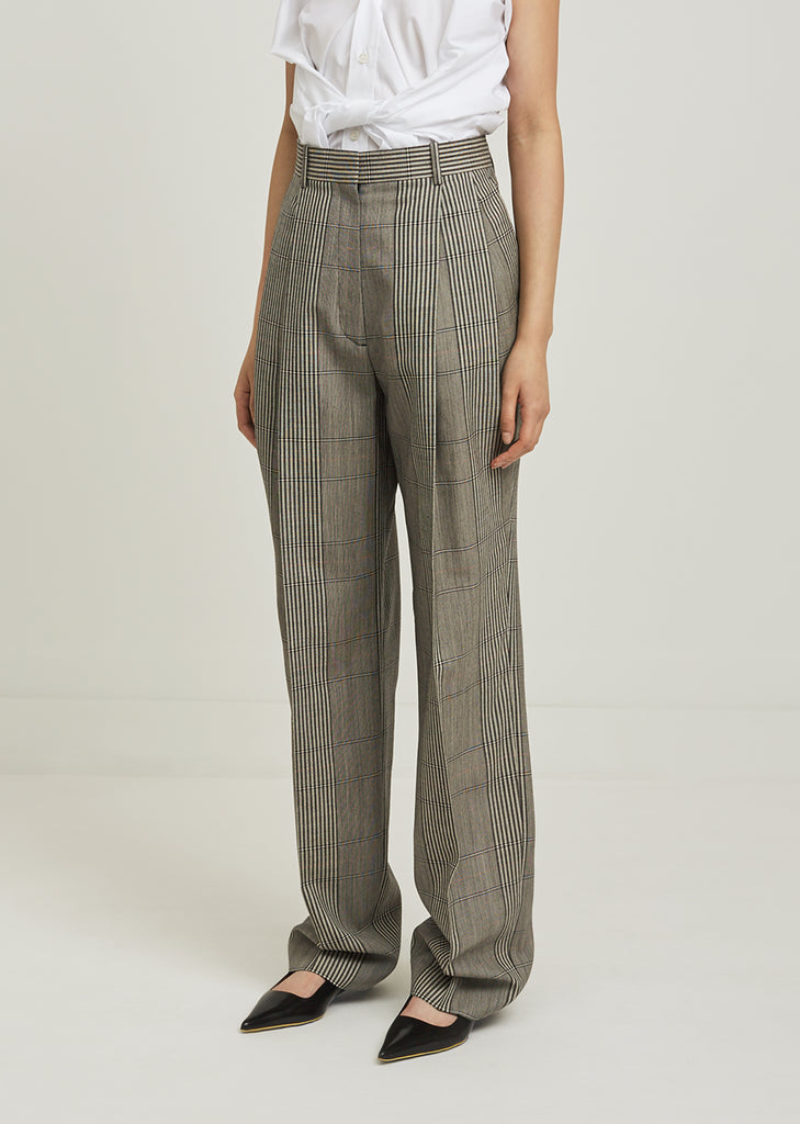 Over Check Wool Trouser