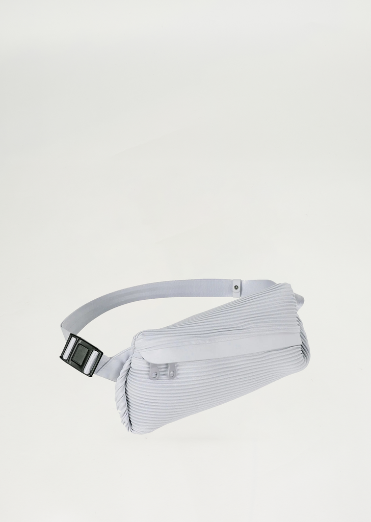 Bias Pleats Waist Bag — Light Gray
