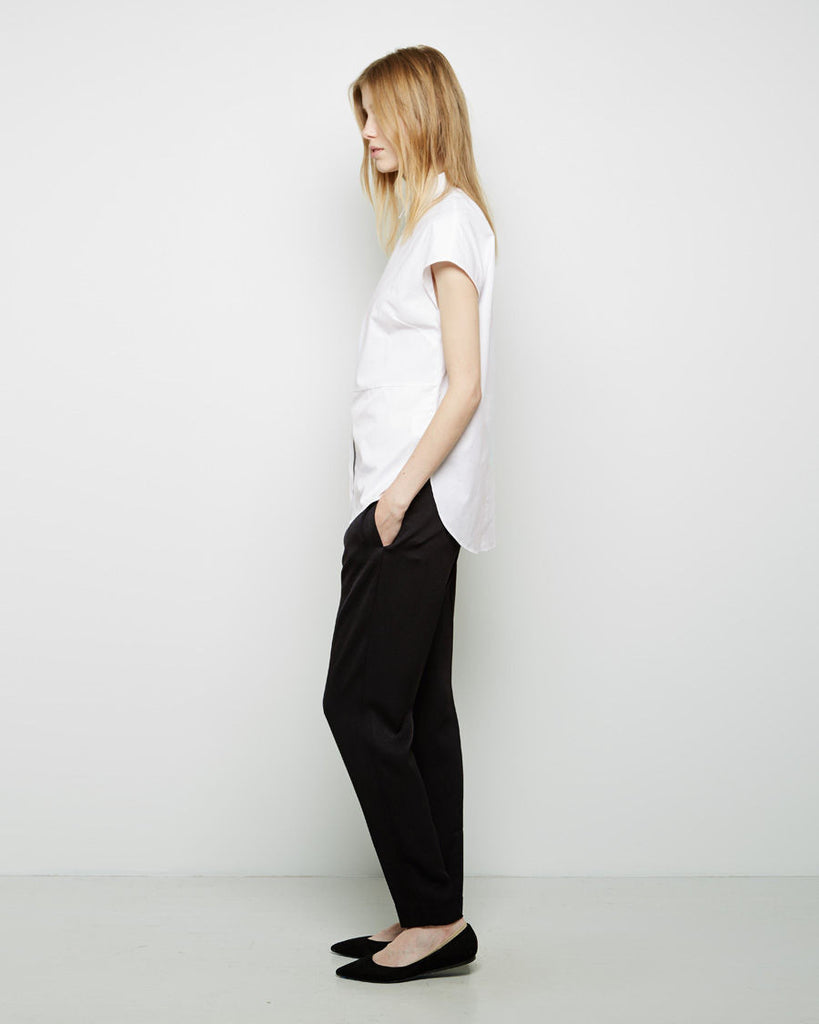 Tapered Trouser With Smocked Charmeuse Waistband