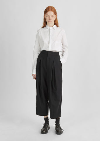 Wool Dropped Tuck Pant