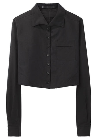 Cropped Button Front Shirt