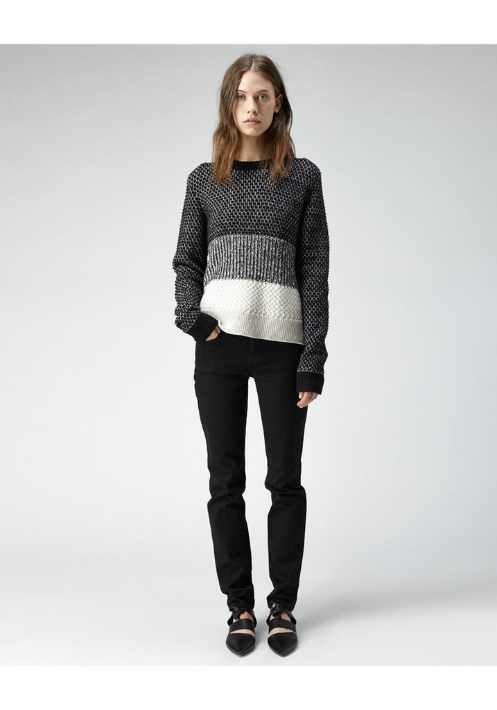 Mixed Knit Colorblocked Pullover