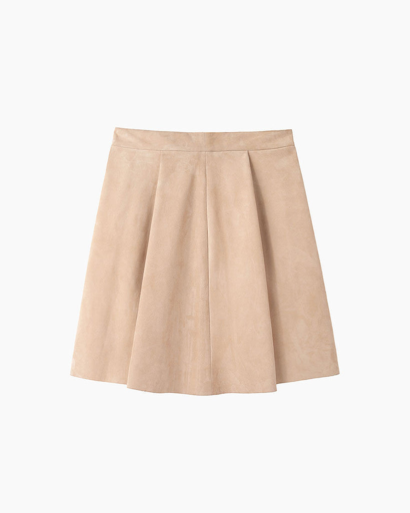 Pleated Suede Skirt
