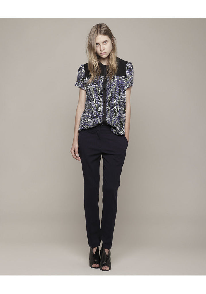 Printed Top with Contrasting Yoke