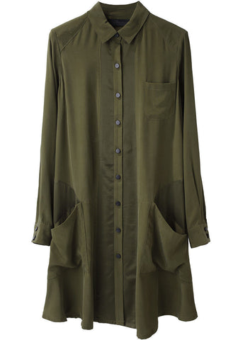 Silk Pocket Shirtdress