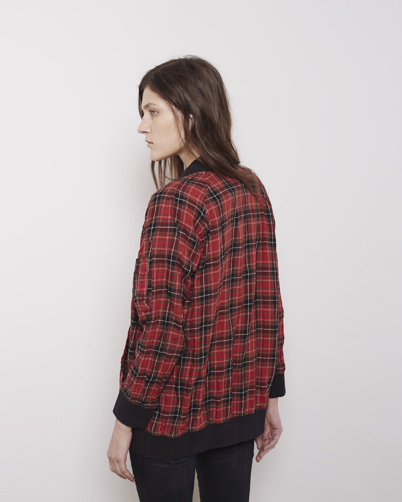 Oversized Plaid Flight Jacket