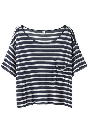 Striped Cropped Pocket Tee