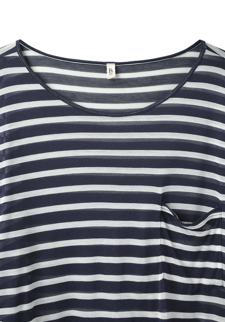 Striped Cropped Pocket Tee