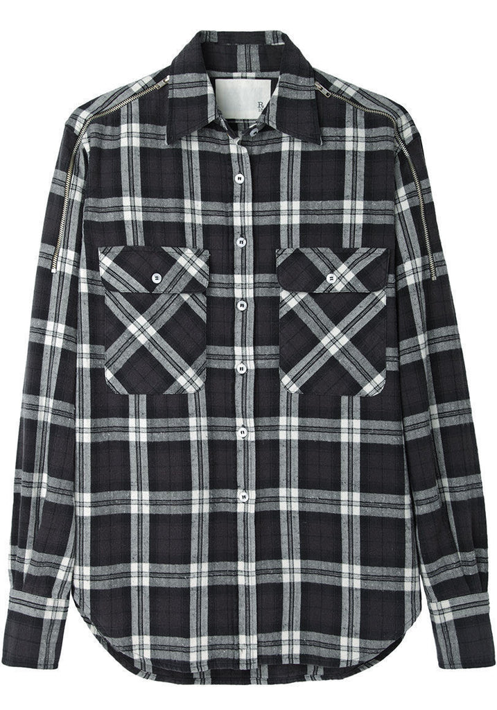 Zip Shoulder Flannel Shirt