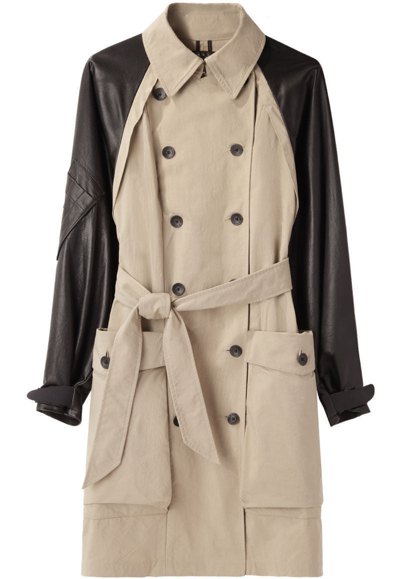 極美品rag & bone Ace Plaid Trench Coat Bishop Trench with Leather Sleeves – La Garçonne