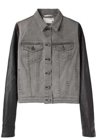 Jean Jacket with Leather Sleeves