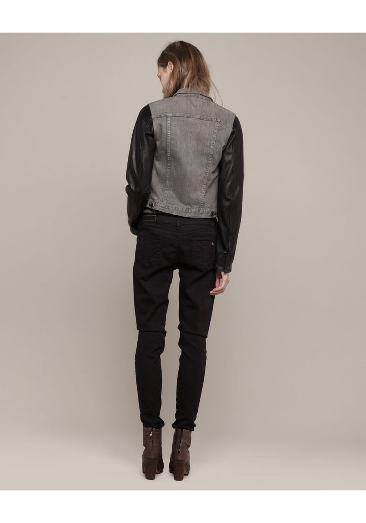 Jean Jacket with Leather Sleeves