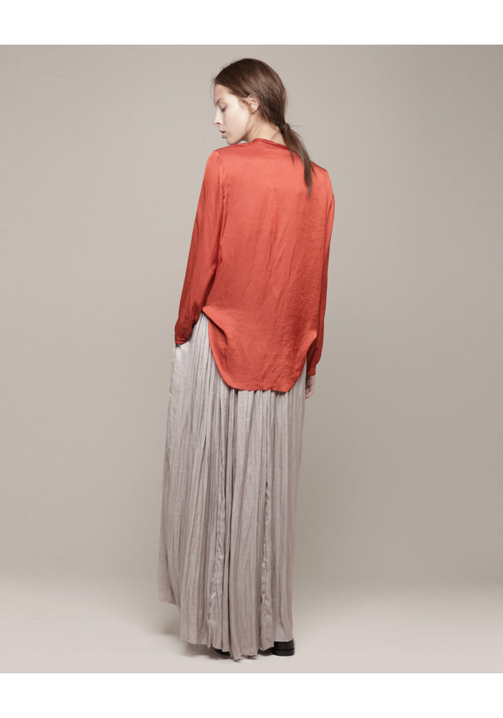 Liquid Satin Long Shirred Skirt