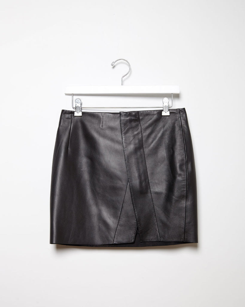 Kay Leather Wrap Miniskirt