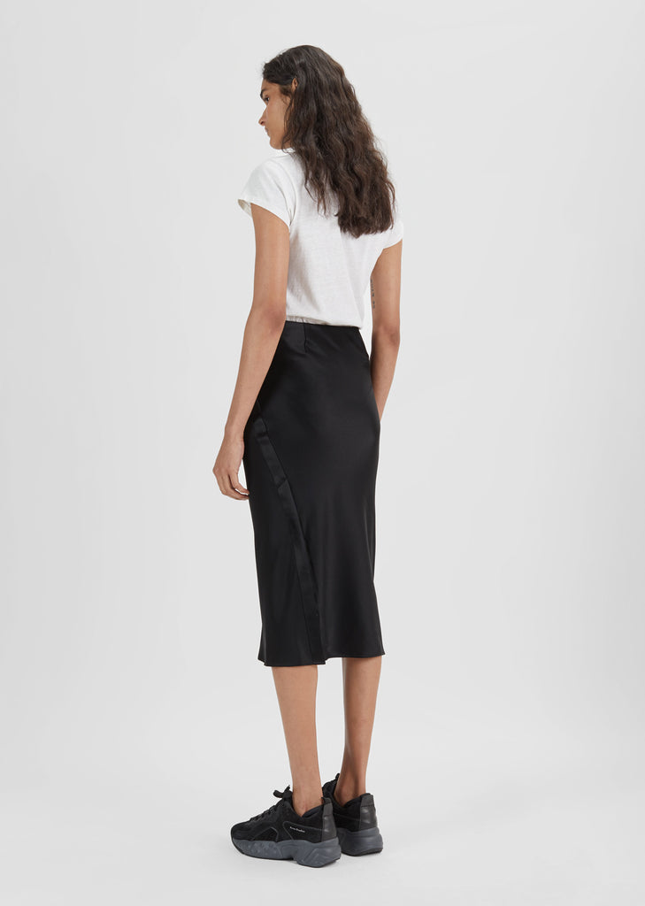Satin Straight Midi Skirt