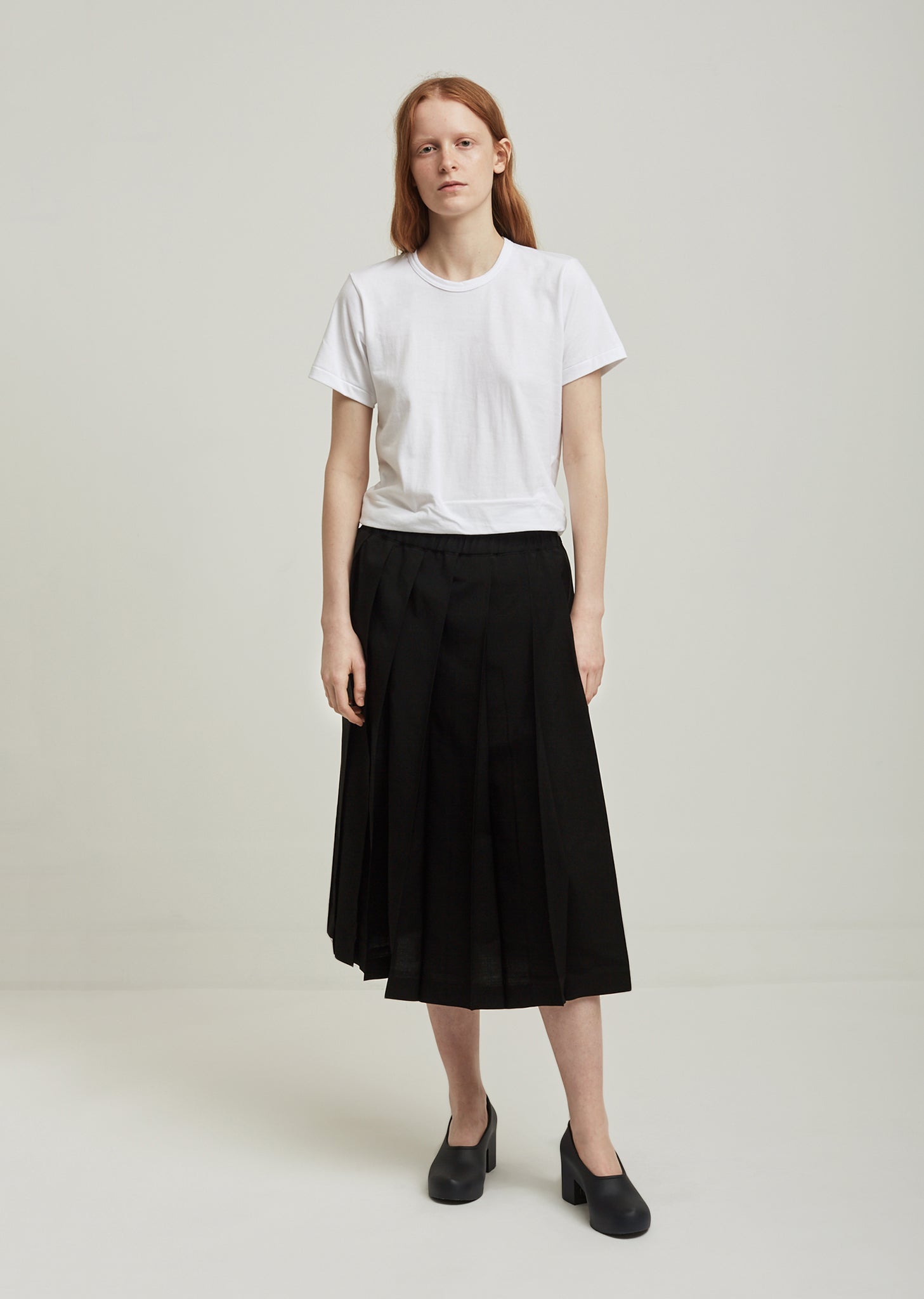 Mohair Wool Tropical Formal Pleated Skirt X Small Black