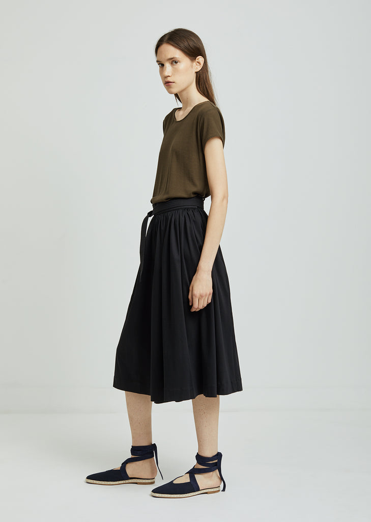 Wrap Over Pleated Jersey Skirt