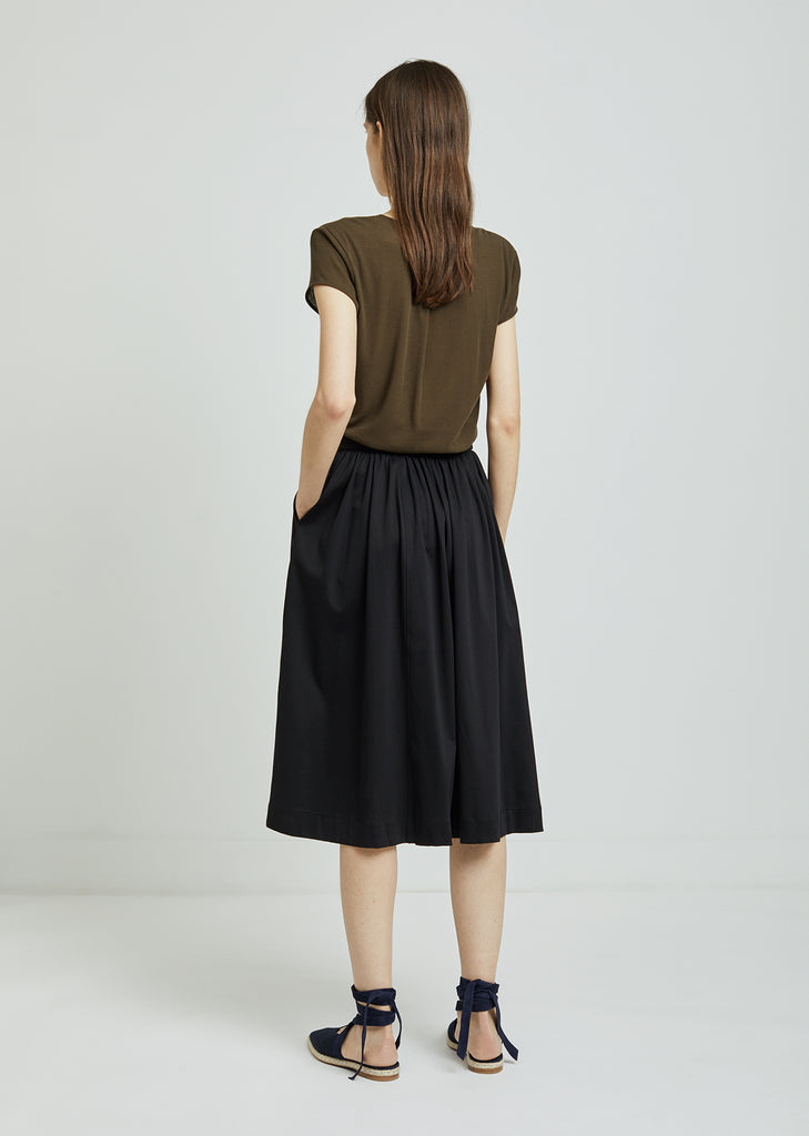 Wrap Over Pleated Jersey Skirt