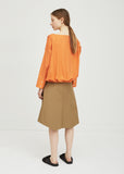 Cotton A-Line Midi Skirt