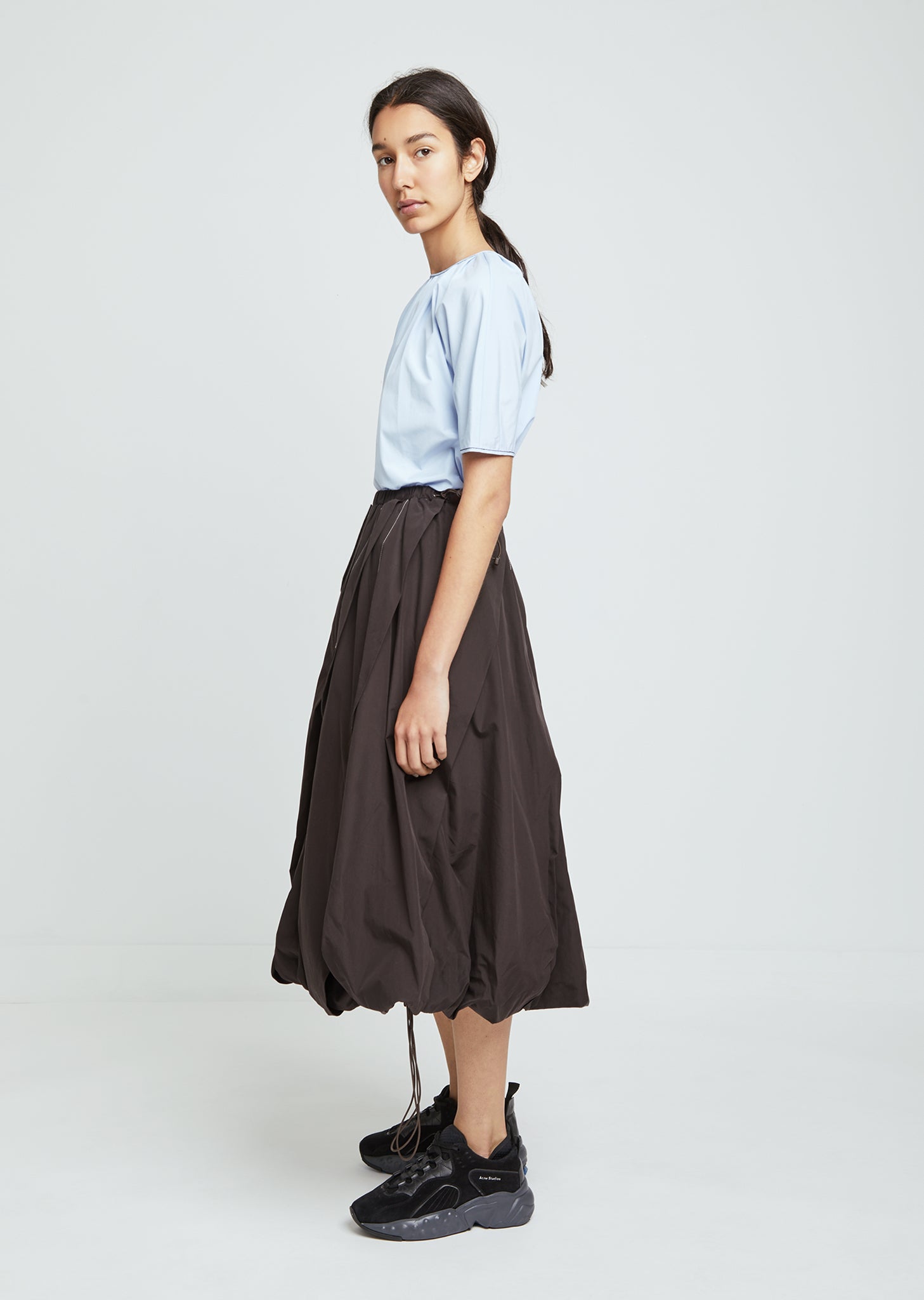 Cotton Poplin Balloon Skirt - IT 36 / Metal Brown