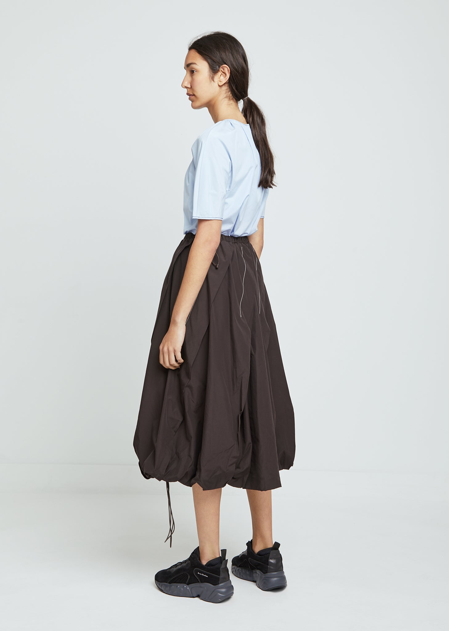 Cotton Poplin Balloon Skirt - IT 36 / Metal Brown