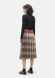Gabardine Plaid Pleated Skirt