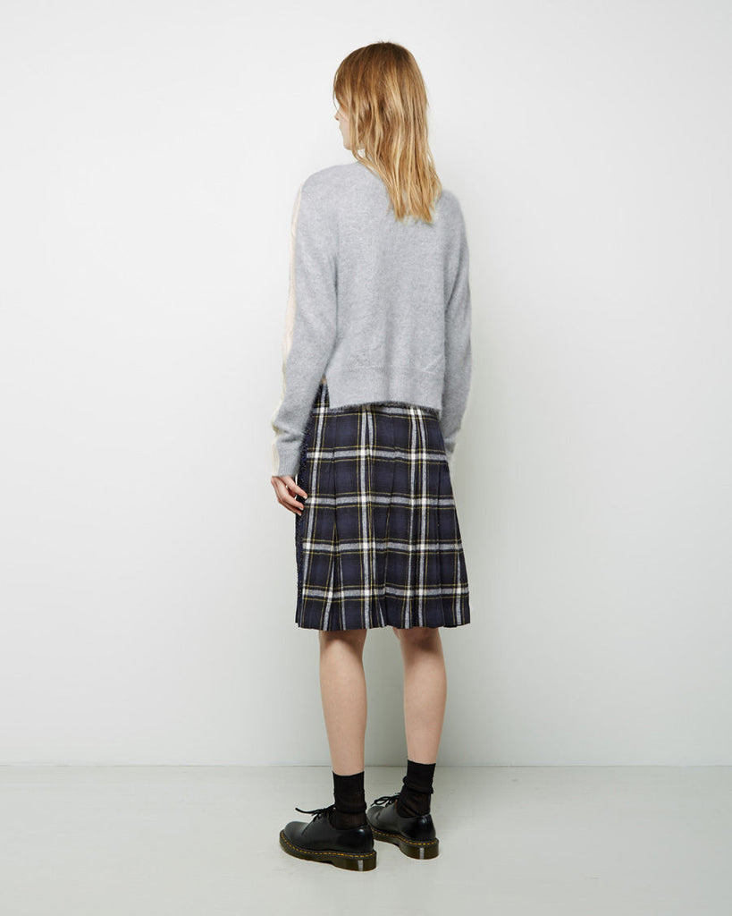 Pleated Flannel Combo Skirt