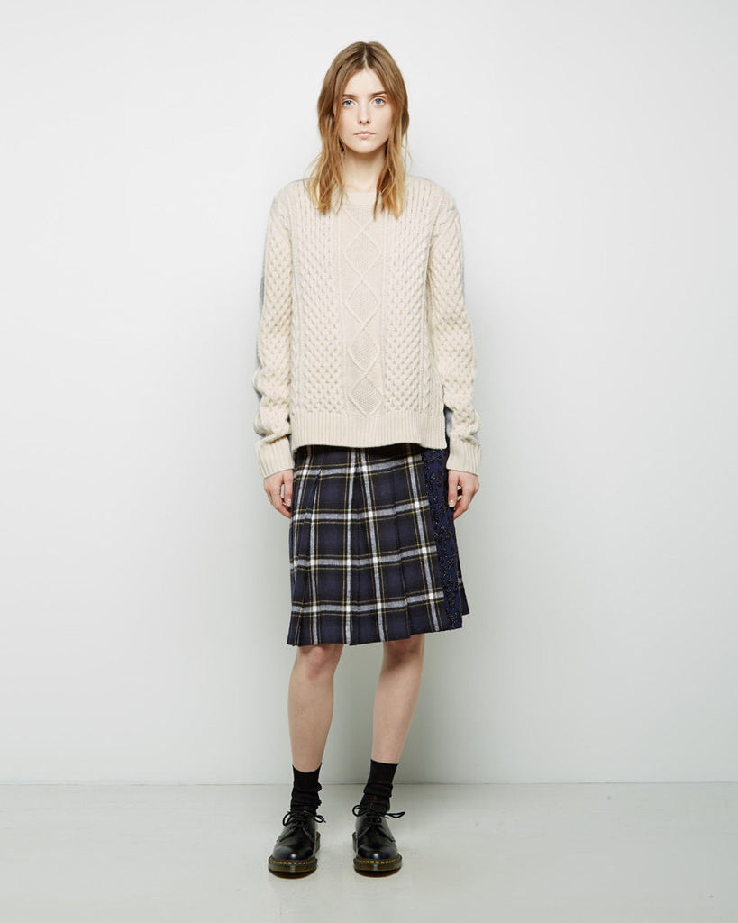Pleated Flannel Combo Skirt