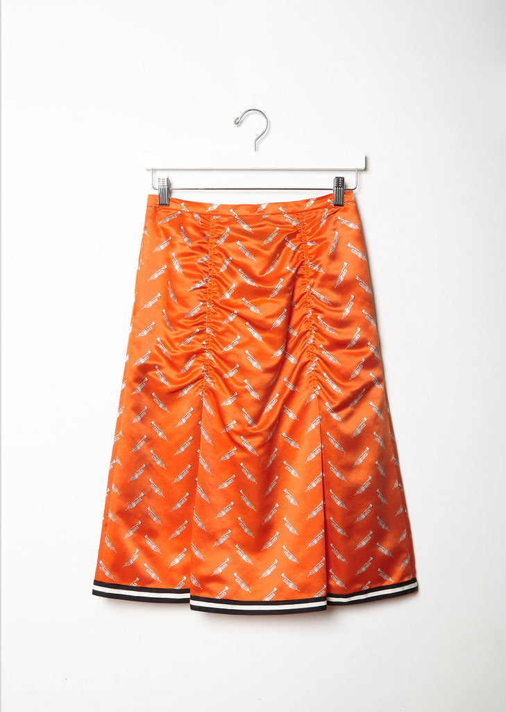 Trumpet Printed Contrast Trim Skirt