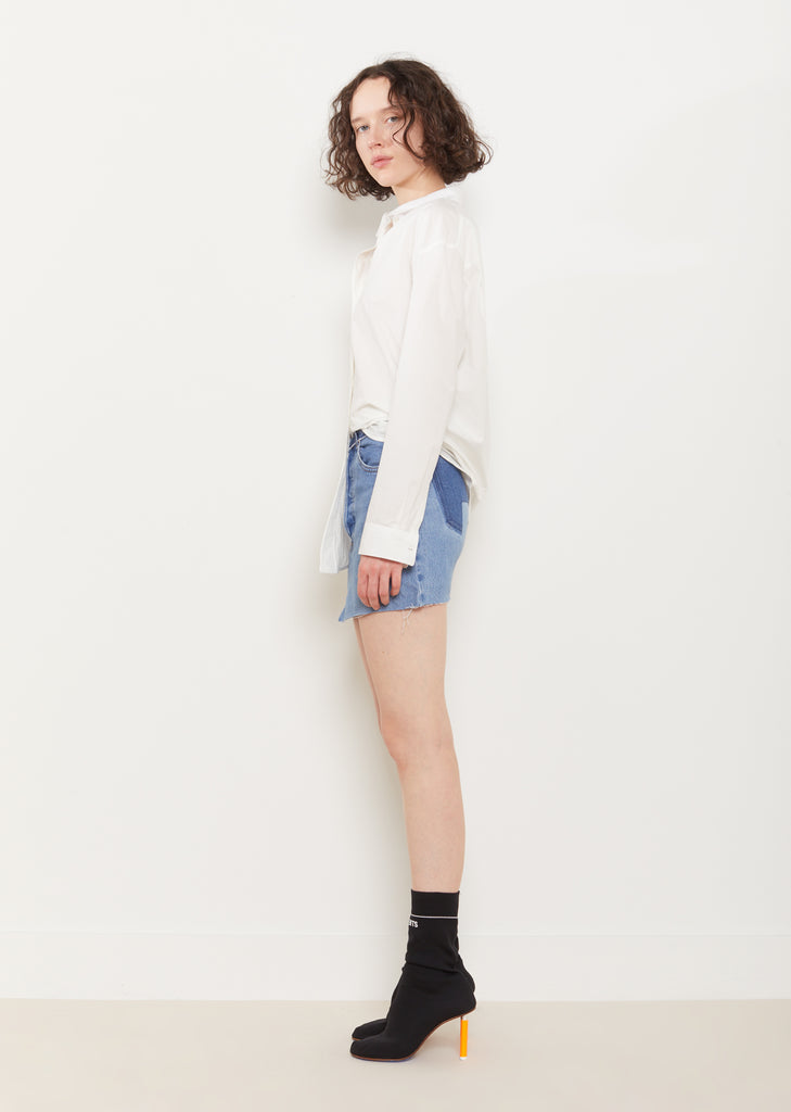 Reconstructed Denim Mini Skirt