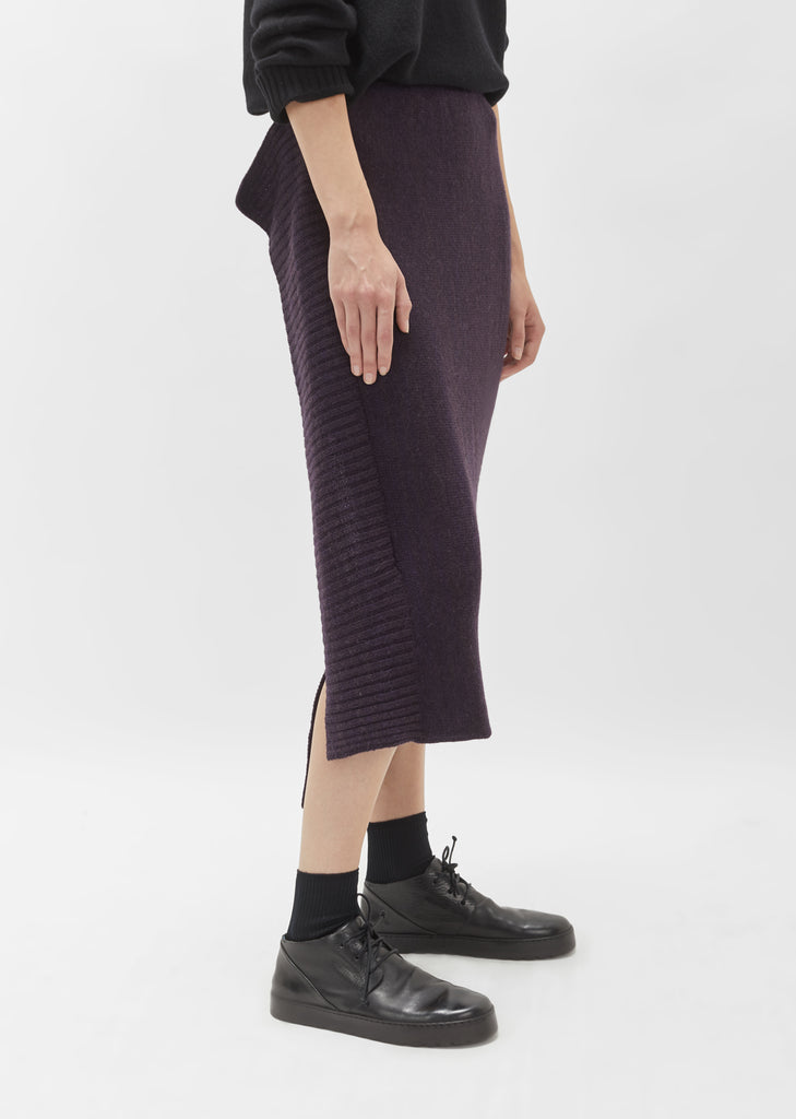 Plain Stitch Side Deco Rib Skirt